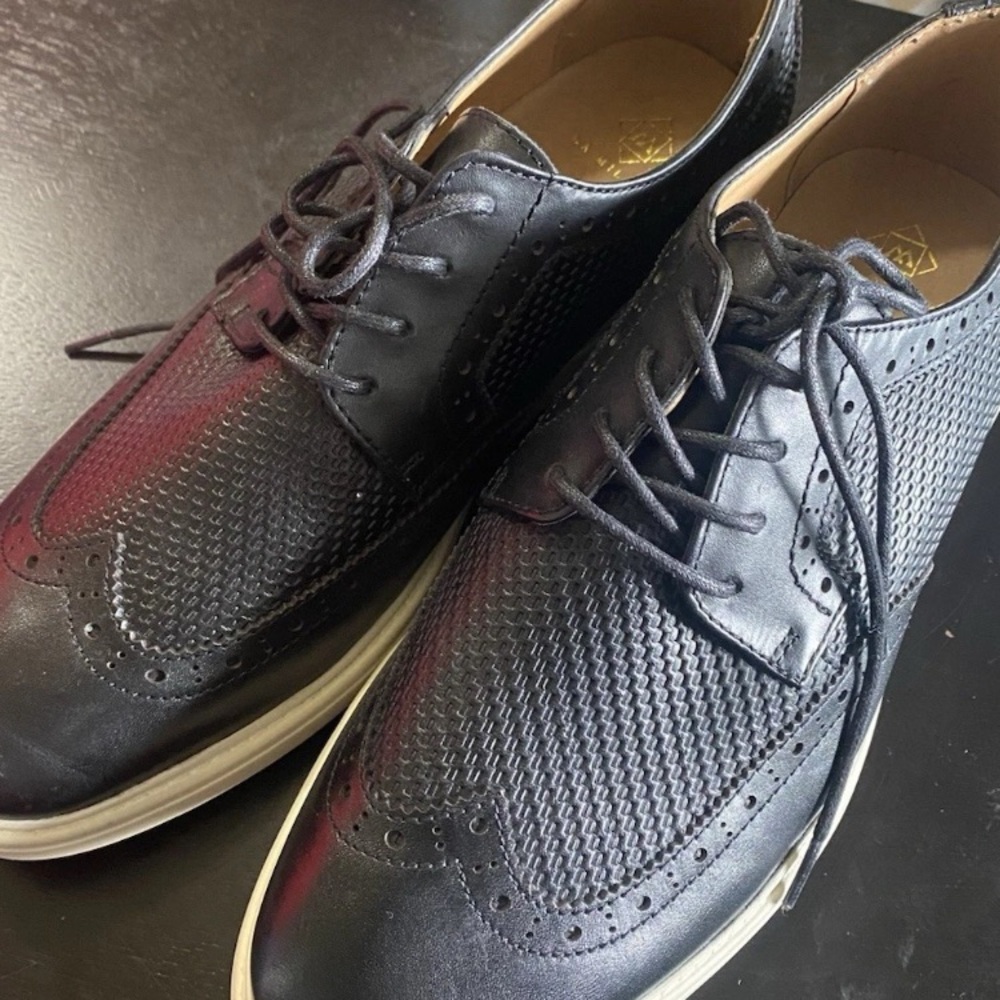 Milano Black Oxfords with Perforated Design